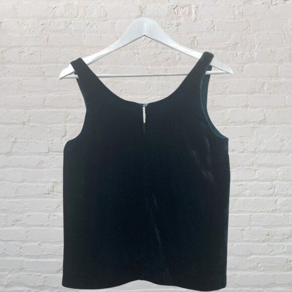 J.Crew Hunter Green Velvet Tank Top 2 Evening Party Keyhole Back Lined - Picture 3 of 15